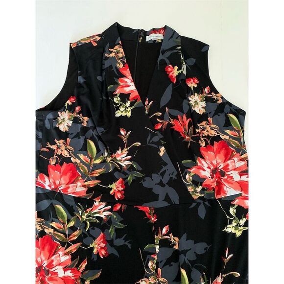 Susan Graver Liquid Knit Jumpsuit Black Floral 1X Maxi A374127 Multicolor - Picture 4 of 9